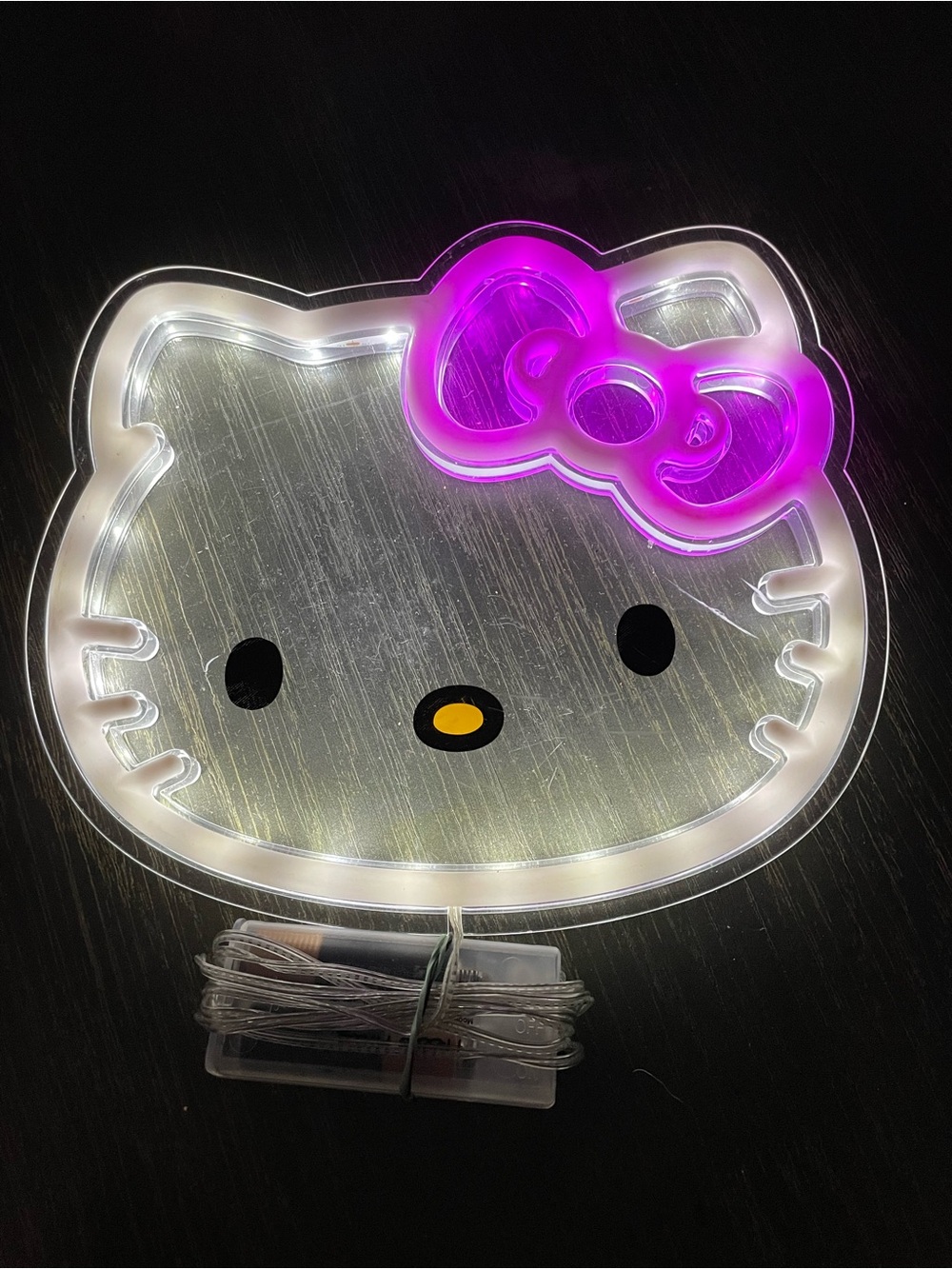 Hello Kitty LED Wall Light with Pink Bow and White Outline + bedazzled headband